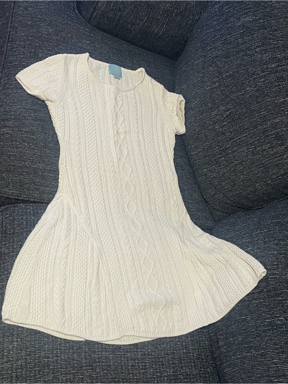 CeCe Cream Cable Knit Short Sleeve Dress